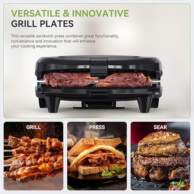 OSTBA Sandwich Maker & Panini Press, 2 Slice Grilled Cheese Maker - Image 4