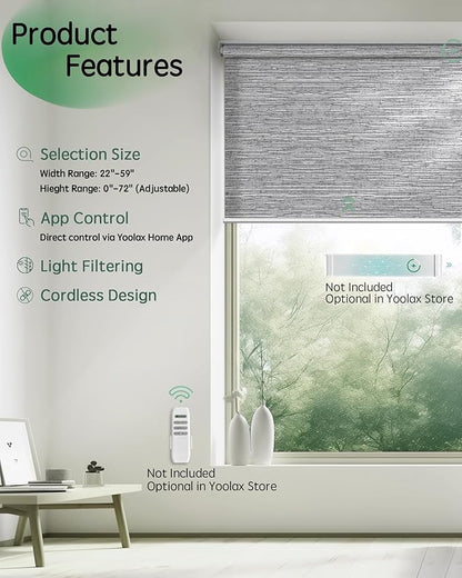 Yoolax Motorized Blinds App Control, Light Filtering Motorized Shades - Image 2