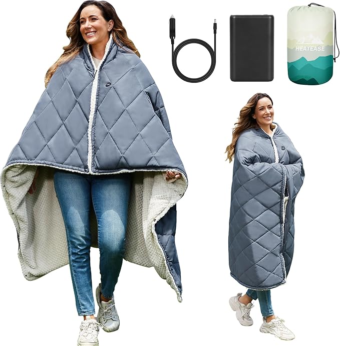 Heated Blanket Battery Operated, 12V Portable Wearable Heated Shawl Poncho by MakeEveryMomentCozy