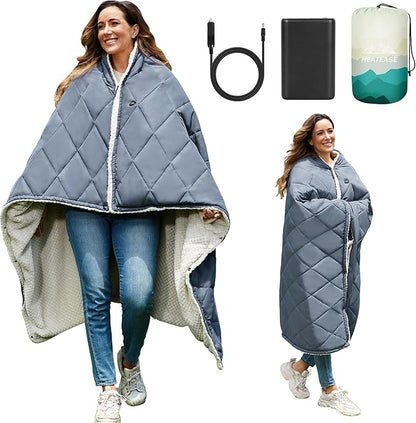 Heated Blanket Battery Operated, 12V Portable Wearable Heated Shawl Poncho by MakeEveryMomentCozy