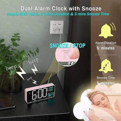 KOSUMOSU Alarm Clocks for Bedrooms, 6.7in Small Digital Clock, Auto Dimming - Image 6