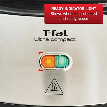 T-fal Compact Sandwich Maker, Stainless Steel, Indicator Lights, Cool Touch - Image 5