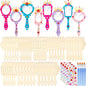 RoundFunny 48 Pack Wooden Mirror Craft for Girls DIY Decorate You Own Princess Wooden Hand Small Mirrors for Crafts Paint Princess Party Decorations Birthday Supplies Favors
