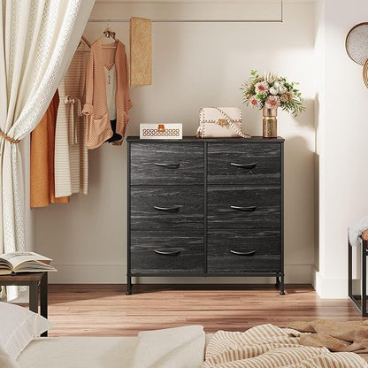 WLIVE Black Dresser for Bedroom, 6 Drawer Double Dresser, Fabric Storage Tower - Image 2