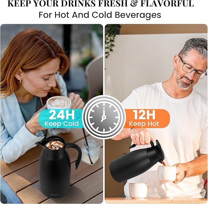 68 Oz Thermal Coffee Carafe, Stainless Steel Insulated Vacuum coffee crafts to - Image 3