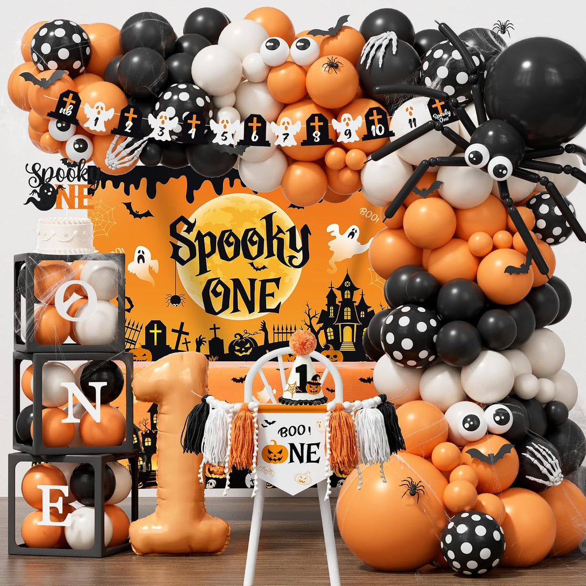 Halloween 1st Birthday Party Decorations,Spooky One Birthday Supplies Decor