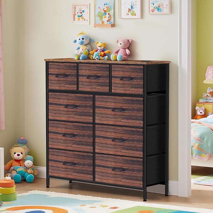 Dresser for Bedroom with 9 Drawers, Chest of Drawers, Storage Drawers Organizer - Image 4