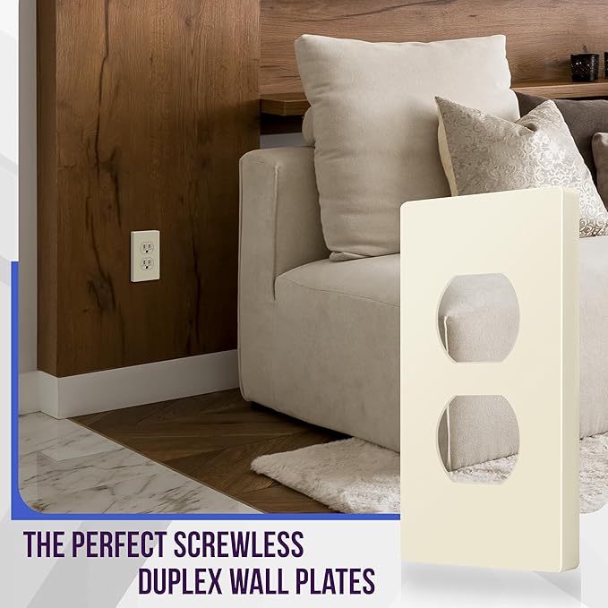 ENERLITES Duplex Outlet Receptacle Cover, Screwless Wall Plate, Standard Size - Image 3