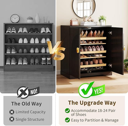 Vlsrka Shoe Cabinet Storage for Entryway, 6-Tier Rotating Shoe Organizer Cabinet - Image 6