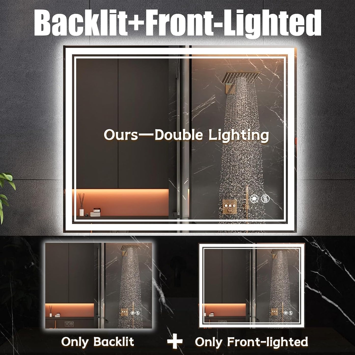 32 x 40'' LED Bathroom Mirror Anti-Fog Dimmable 3 Colors LED Mirror for Bathroom Lighted Mirror Vanity Mirror with Lights Wall Mounted Horizontal/Vertical