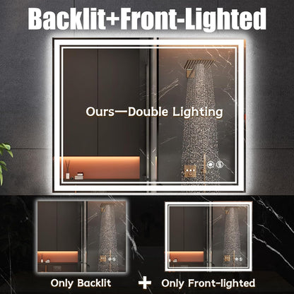 32 x 40'' LED Bathroom Mirror Anti-Fog Dimmable 3 Colors LED Mirror for Bathroom Lighted Mirror Vanity Mirror with Lights Wall Mounted Horizontal/Vertical