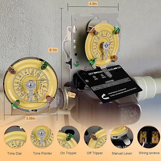 careNEW T101M Mechanical Timer Switch - 120V 2HP 40A SPST Pool Pump Timers - Image 4