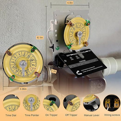 careNEW T101M Mechanical Timer Switch - 120V 2HP 40A SPST Pool Pump Timers - Image 4