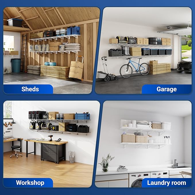 FLEXIMOUNTS 2-Pack 2x4ft 24-inch-by-48-inch Wall Shelf Garage Storage Rack Wall - Image 9