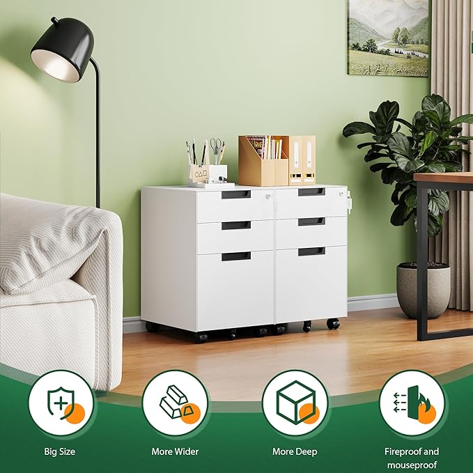 Letaya 3 Drawer Mobile File Cabinet - Image 7