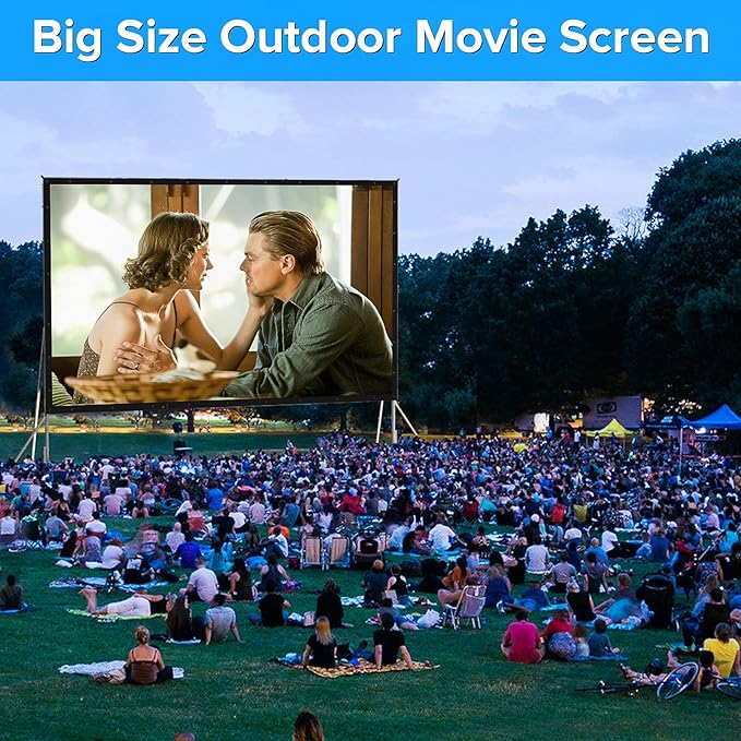 250 inch Projector Screen with Stand, Upgraded 3 Layers PVC 16:9 Large Outdoor - Image 5