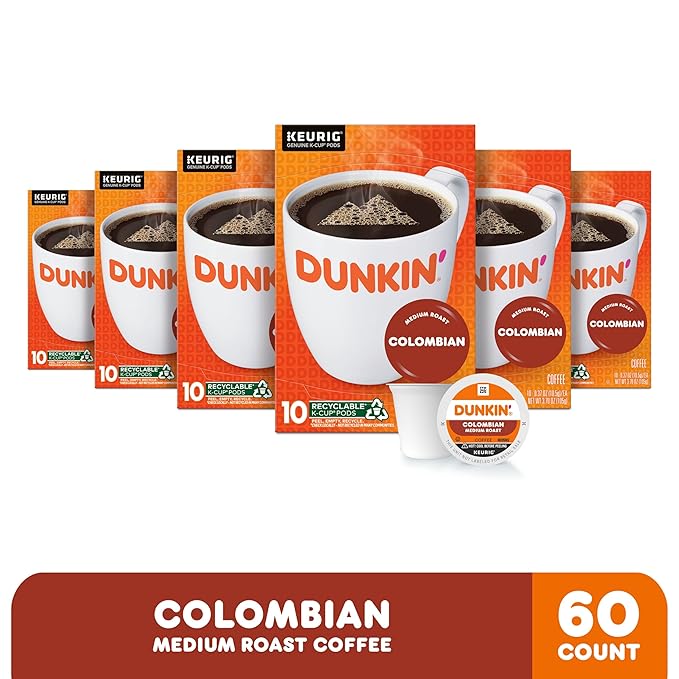 Dunkin' Colombian Medium Roast Coffee, 60 Keurig K-Cup Pods - Image 2