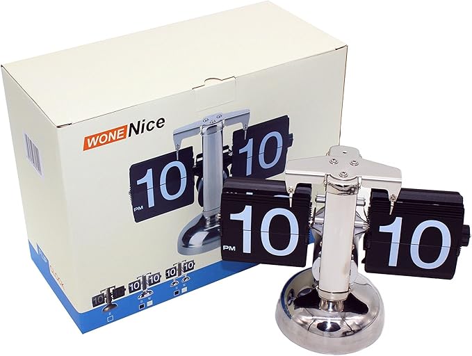 WoneNice Retro Digital Flip Down Clock -Battery Powered Internal Gear Operated - Image 6