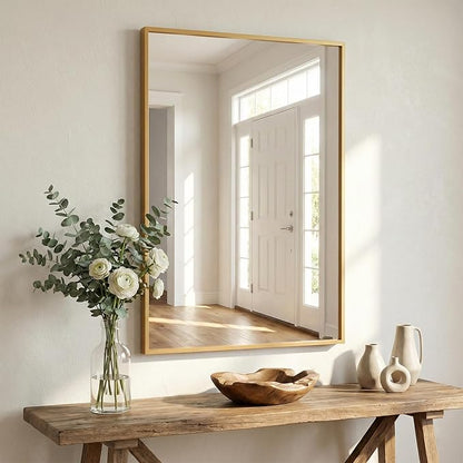 24''x36'' Gold Bathroom Mirror | Antique Brass Deep-Set Recessed Metal Frame | - Image 8
