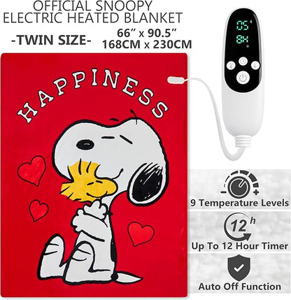 Peanuts Snoopy Heated Blanket Electric, Twin Size Luxurious Fleece Blanket - Image 2