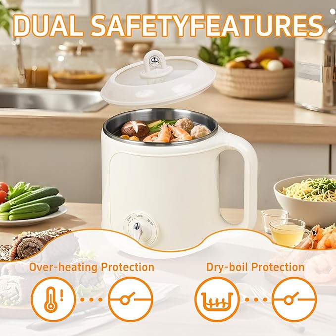 Hot Pot Electric, 2.0L Multifunctional Stainless Steel Electric Pot, Dual Power - Image 4
