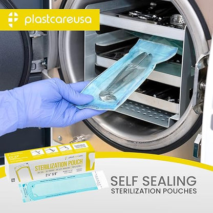 200 2.25 x 9 Sterilization Pouches, Sterilizer Autoclave Bags - Image 2