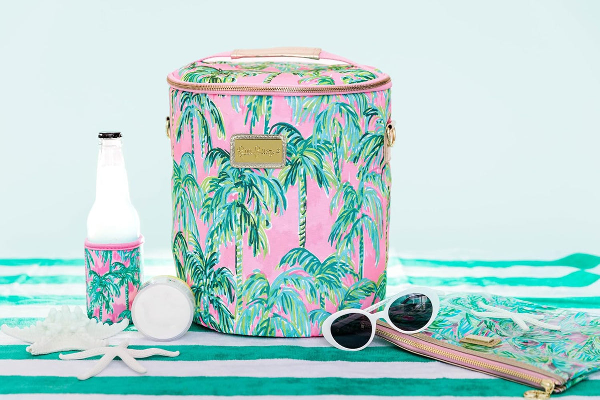 Lilly Pulitzer Water Resistant Vinyl Beach Day Pouch, Zipper Bag Includes Dri...