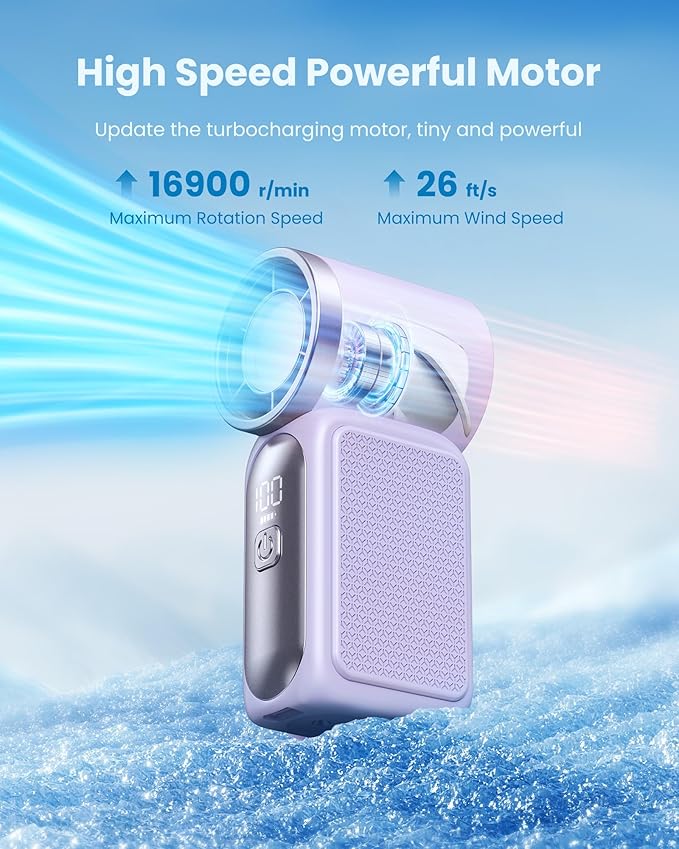 Gaiatop Portable Handheld Mini Fan, 6 Speeds 16900 RPM High Velocity Personal - Image 3