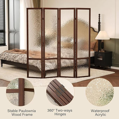 Acrylic Room Divider, 4-Panel Freestanding Partition Screen, Frosted - Image 4