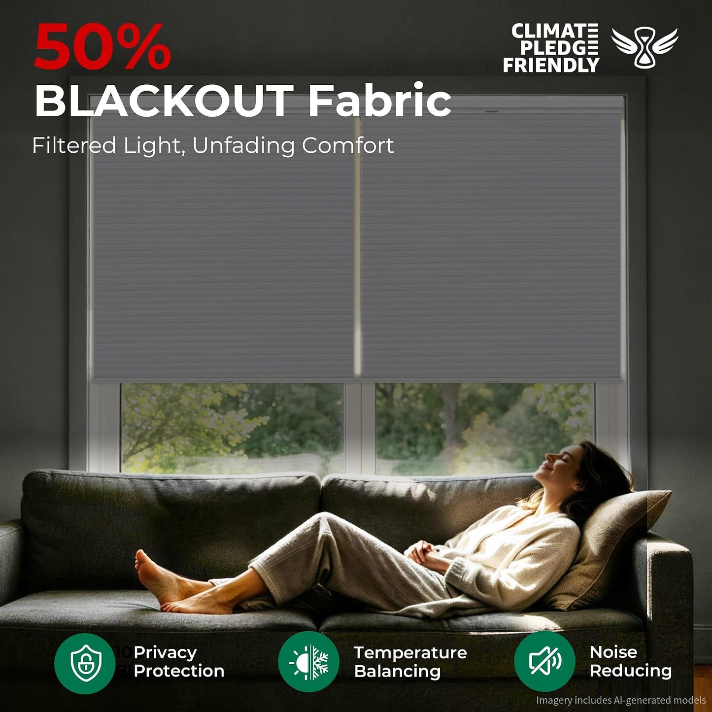 Allesin zen No Drill Top Down Bottom Up Cellular Shades,White,24" Wx36 H | TDBU Blackout Blinds for Indoor Windows,Cordless Honeycomb Shades for Home,Easy to Install Thermal Insulated
