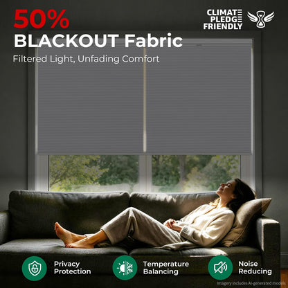 Allesin zen No Drill Top Down Bottom Up Cellular Shades,White,24" Wx36 H | TDBU Blackout Blinds for Indoor Windows,Cordless Honeycomb Shades for Home,Easy to Install Thermal Insulated