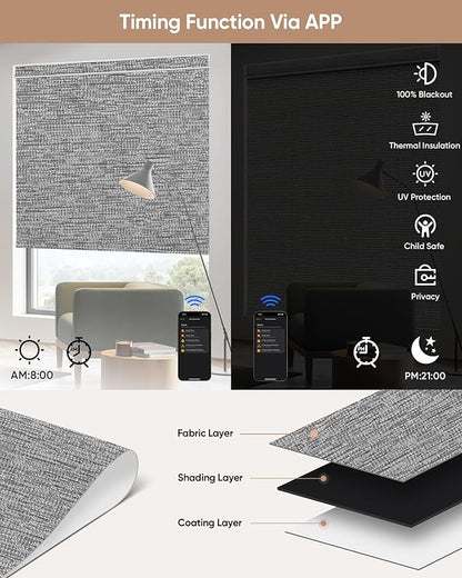 Kincmo Motorized Blinds with Remote, 100% Blackout Motorized Roller Shades Work - Image 4