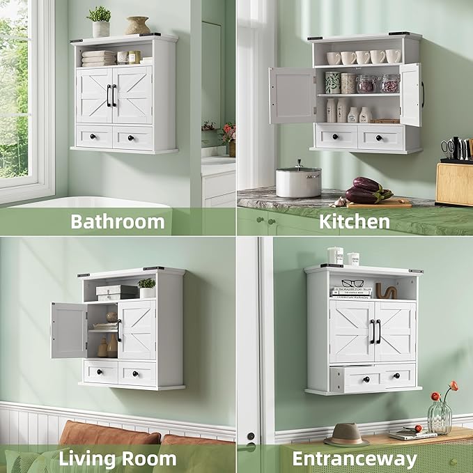 Bathroom Wall Cabinet, 23x25 Inch Farmhouse Medicine Cabinet Over Toilet - Image 9