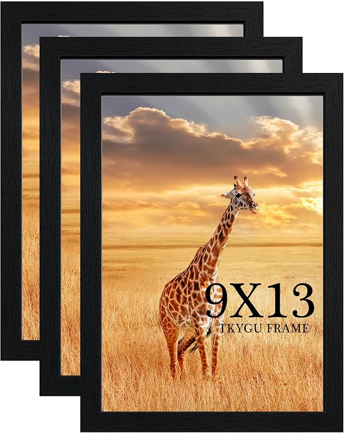 TKYGU 9 x13 Picture Frame Set of 3, 9 x13 Black Wooden Frame Wall Gallery by TKYGU