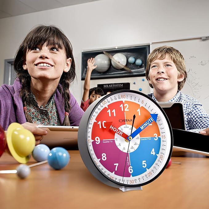 OSTAR Telling Time Teaching Wall Clock, Analog Silent Learning Clock - Image 4