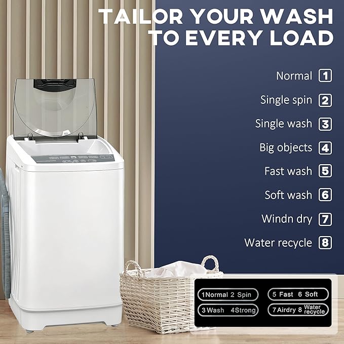 HOMCOM Portable Washing Machine, 1.3 Cu. Ft. Compact Washer - Image 5
