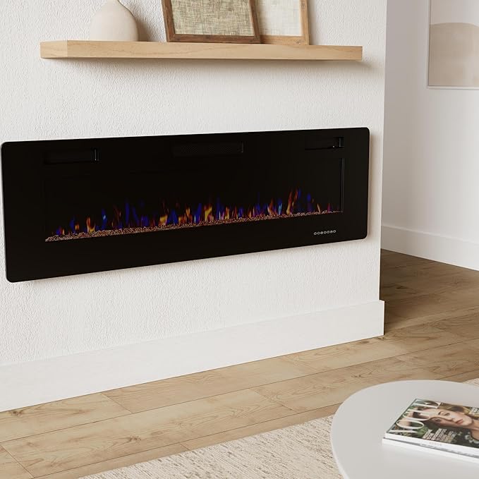 R.W.FLAME 60" Recessed and Wall Mounted Electric Fireplace, Low Noise, Fit - Image 2