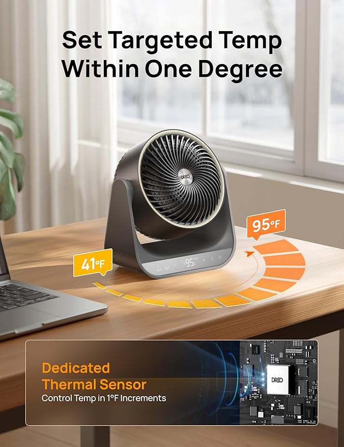 DREO 60° Vertical & 90° Horizontal 3D Oscillating Heating, 12 ft/s Long-Range - Image 8