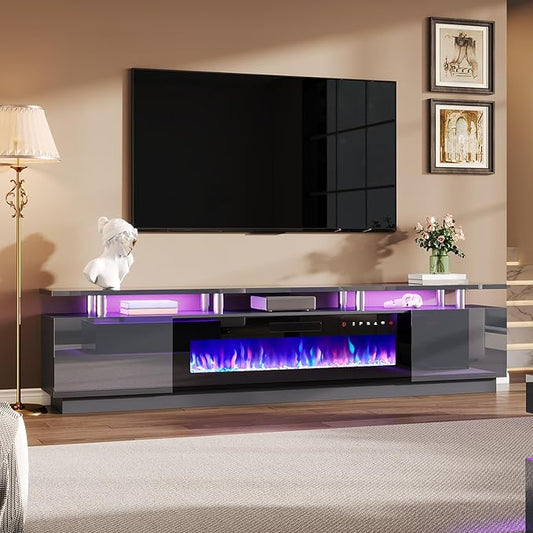 AMERLIFE 90" 2 Tier Fireplace TV Stand by AMERLIFE
