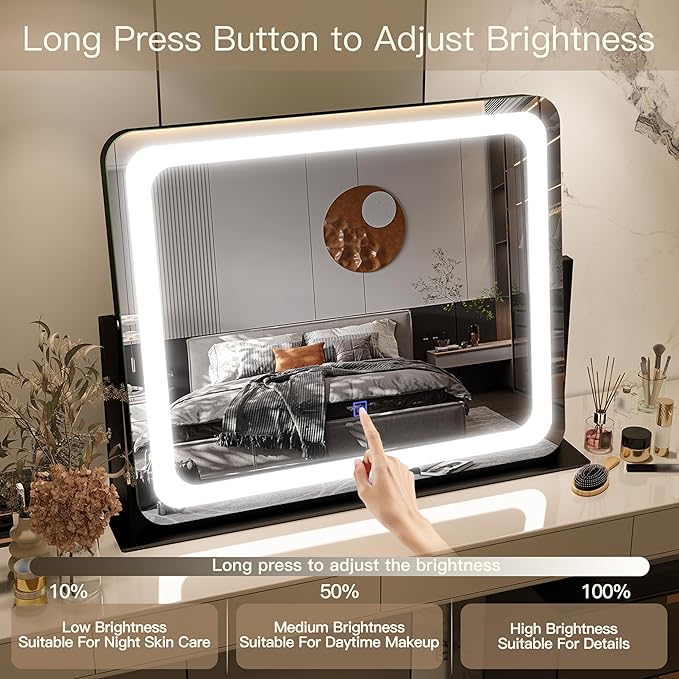 FENNIO Vanity Mirror with Lights 22"x17", LED Lighted Makeup Mirror, Large - Image 4