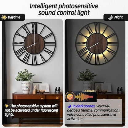 LEIKE Large Wall Clocks with Night Light Battery Operated, Silent Non Ticking - Image 2