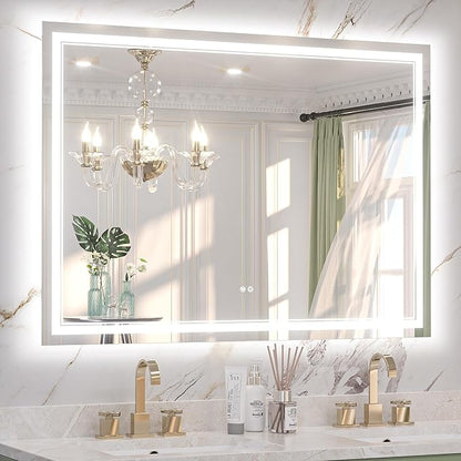 Keonjinn 50" x 36" Bathroom LED Mirror, Front & Back Lighted Mirror by Keonjinn