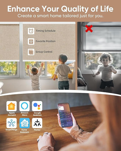 Kincmo Motorized Blinds with Remote, 100% Blackout Motorized Roller Shades Work - Image 3