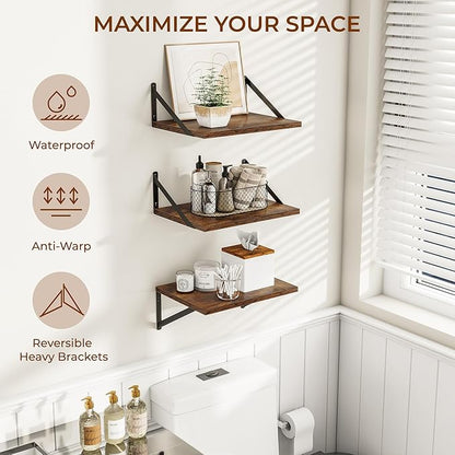 Deep Floating Shelves for Wall, 12 Inch Deep Floating Shelves Set of 3 - Image 4