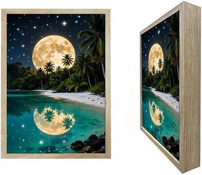 URVIP LED Glowing Photo Frame, 3D Starry-Sky Blue Moon Wall Art, 9x12 Inches by URVIP