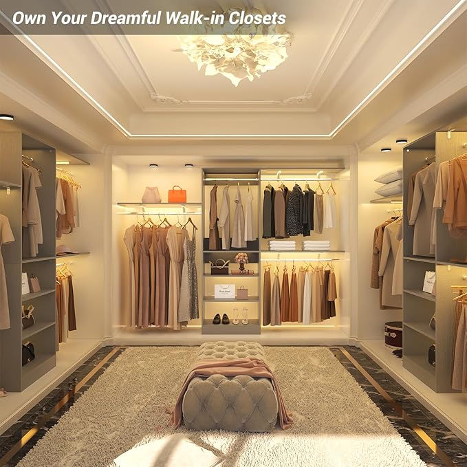 8FT Closet System with Shelves, Wall Mount Bedroom Wardrobe Walk-in Closet - Image 8