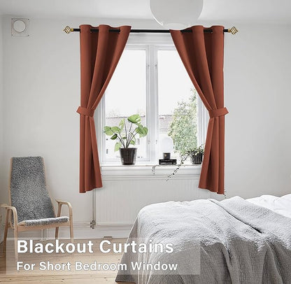 Burnt Orange Boho Fall Curtains 45 Inch Length - Image 3