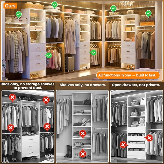 Armocity 96 Inches Closet System, 8FT Walk In Closet Organizer - Image 2