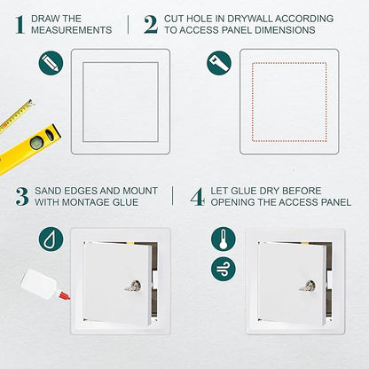 6" x 6" Lockable White Metal Access Panel. Service Shaft Door Panel - Image 3