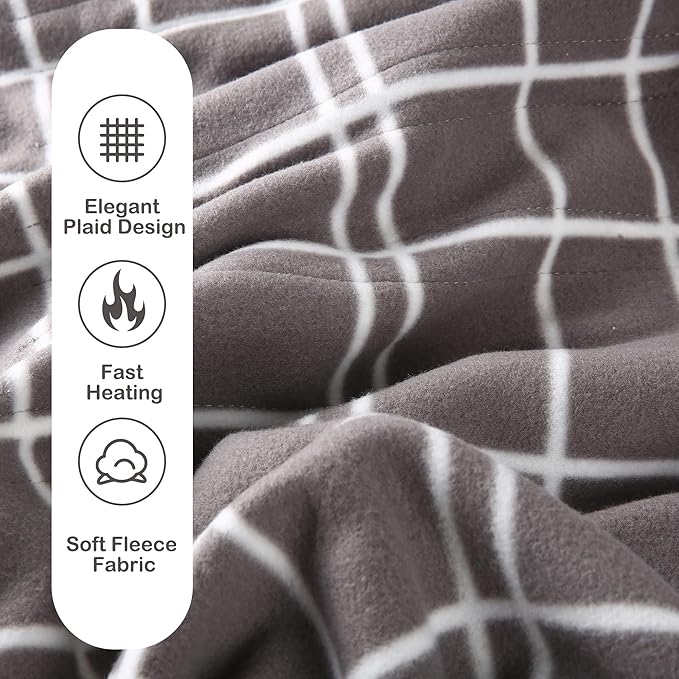 Electric Heated Blanket Full Size 72"x84", Whit 10 Hs Auto Off & 4 Heating - Image 5